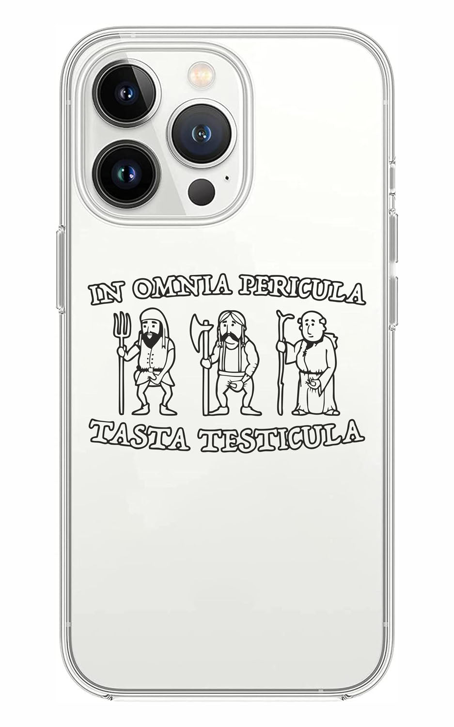Cover Compatibile Con Tutti i Modelli iPhone - IN OMNIA PERICULA TASTA TESTICULA - Trasparente UltraSottili AntiGraffio Antiurto Case Custodia Marca