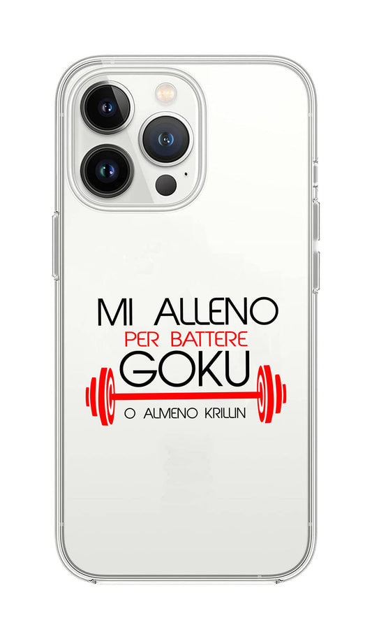 Cover Compatibile Con Tutti i Modelli iPhone - MI ALLENO PER BATTERE GOKU - Trasparente UltraSottili AntiGraffio Antiurto Case Custodia Marca