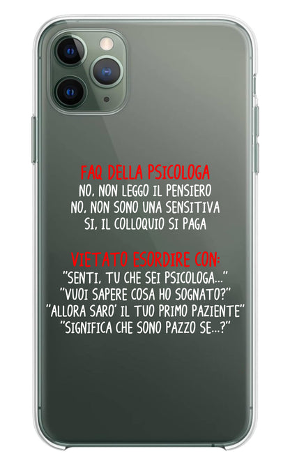 Cover Compatibile Con Tutti i Modelli iPhone - FAQ DELLA PSICOLOGA - Trasparente UltraSottili AntiGraffio Antiurto Case Custodia Marca