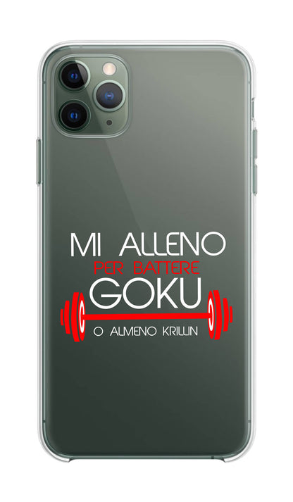 Cover Compatibile Con Tutti i Modelli iPhone - MI ALLENO PER BATTERE GOKU - Trasparente UltraSottili AntiGraffio Antiurto Case Custodia Marca