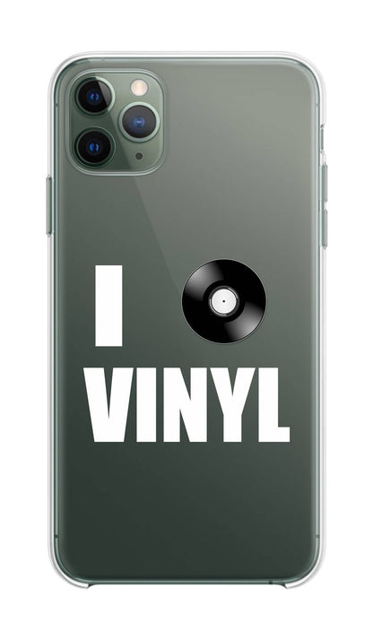 Cover Compatibile Con Tutti i Modelli iPhone - I LOVE VINYLS - Trasparente UltraSottili AntiGraffio Antiurto Case Custodia Marca