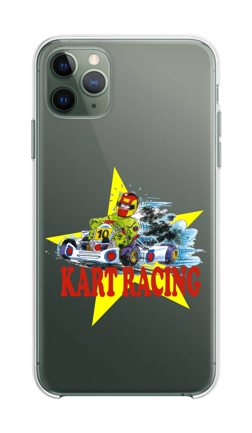 Cover Compatibile Con Tutti i Modelli iPhone - KARTING RACING - Trasparente UltraSottili AntiGraffio Antiurto Case Custodia Marca