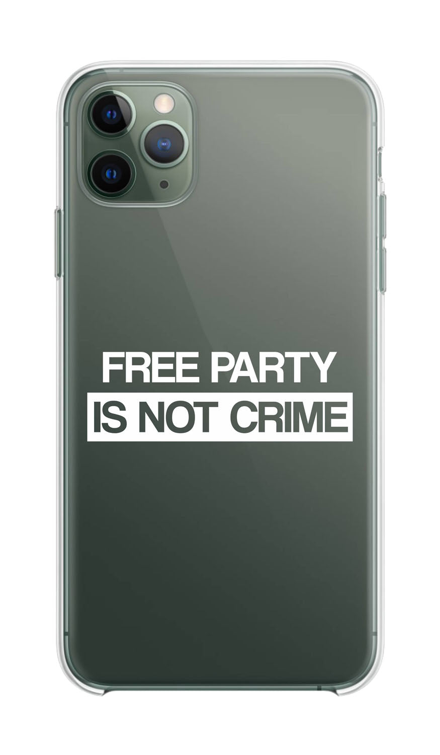 Cover Compatibile Con Tutti i Modelli iPhone - FREE PARTY IS NOT A CRIME - Trasparente UltraSottili AntiGraffio Antiurto Case Custodia Marca