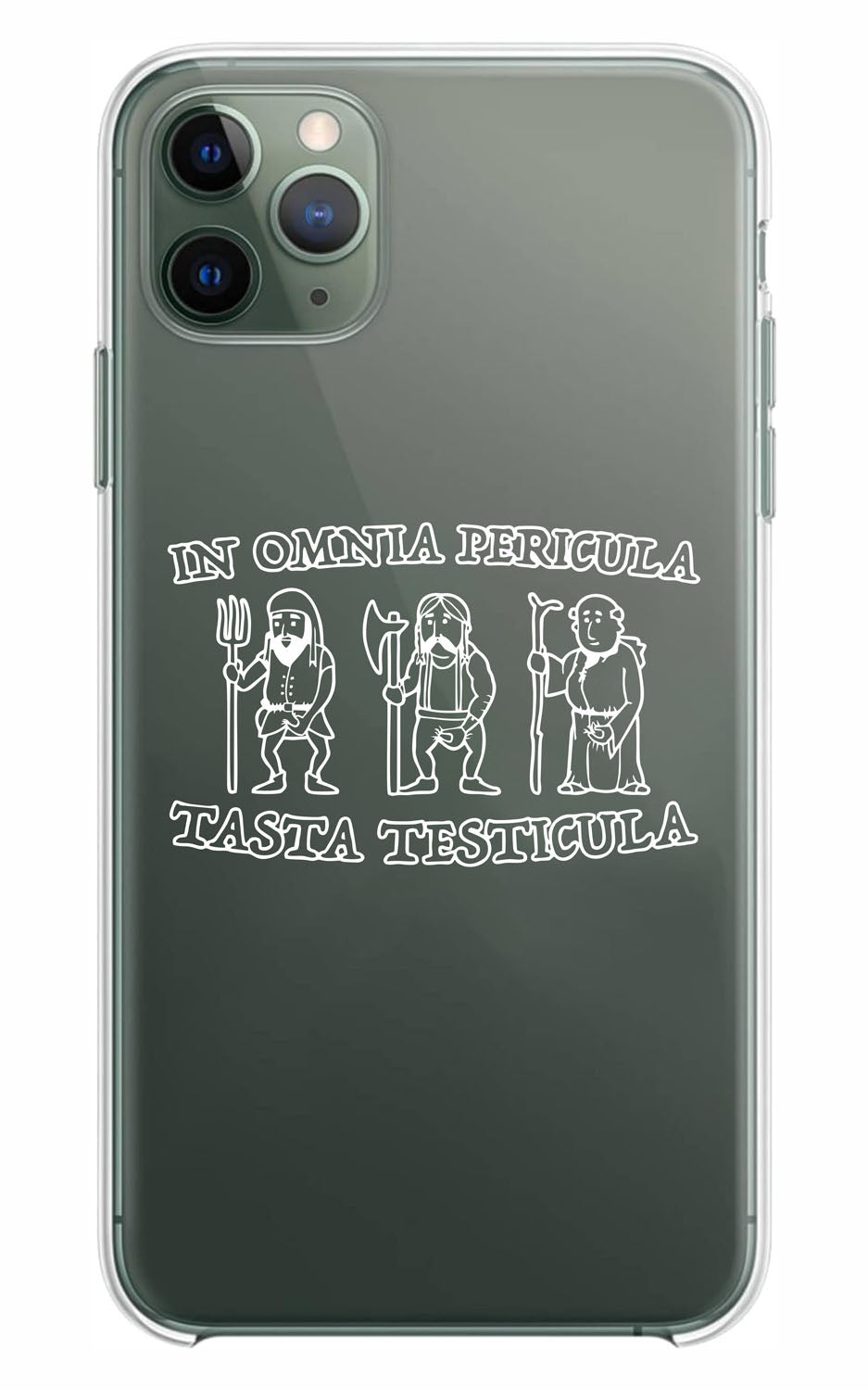 Cover Compatibile Con Tutti i Modelli iPhone - IN OMNIA PERICULA TASTA TESTICULA - Trasparente UltraSottili AntiGraffio Antiurto Case Custodia Marca