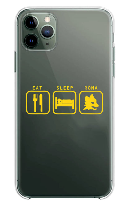 Cover Compatibile Con Tutti i Modelli iPhone - EAT SLEEP AS ROMA - Trasparente UltraSottili AntiGraffio Antiurto Case Custodia Marca