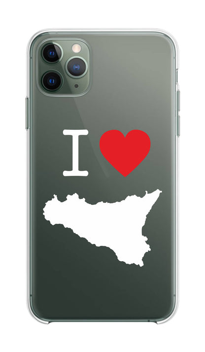 Cover Compatibile Con Tutti i Modelli iPhone - I LOVE SICILIA - Trasparente UltraSottili AntiGraffio Antiurto Case Custodia Marca - Social Crazy