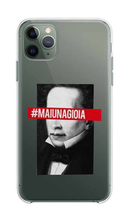 Cover Compatibile Con Tutti i Modelli iPhone - LEOPARDI MAI UNA GIOIA - Trasparente UltraSottili AntiGraffio Antiurto Case Custodia Marca