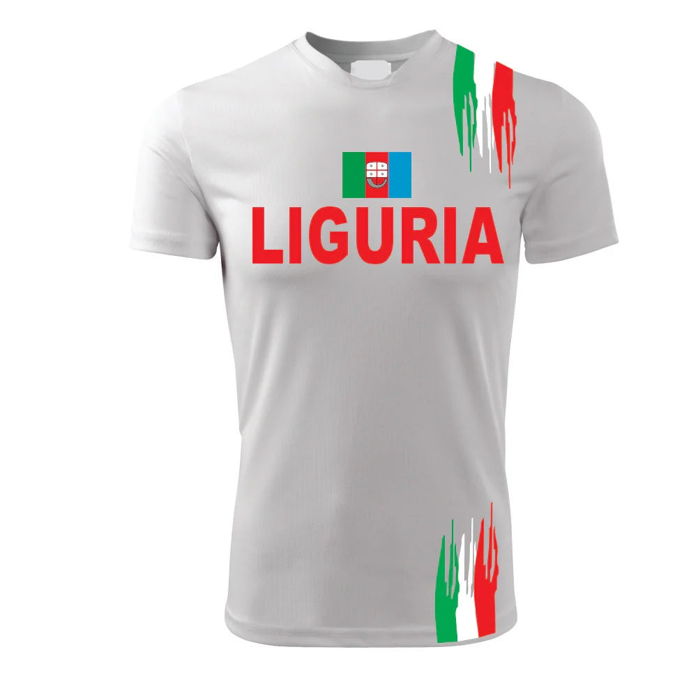 T-Shirt PADEL in Tessuto Dry Fit UNISEX - LIGURIA - Elasticizzato e Traspirante Maglietta Maglia Sport Super vestibilità Top qualità