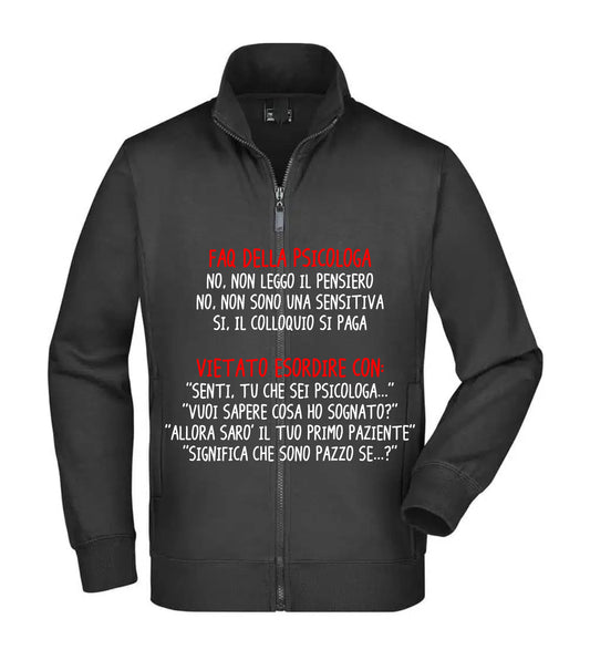 Felpa Unisex Full Zip - FAQ DELLA PSICOLOGA - Super vestibilità Top qualità