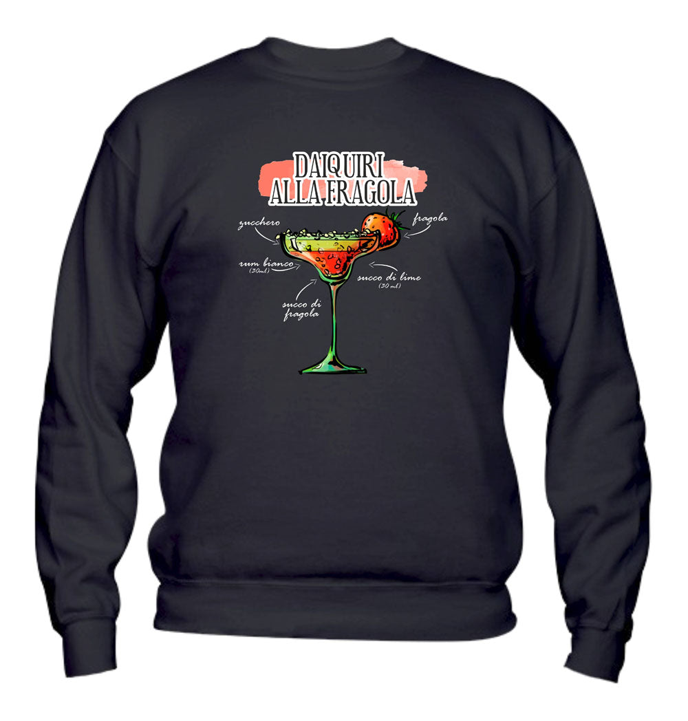 Felpa Girocollo UOMO, DONNA & BAMBIN - DAIQUIRI ALLA FRAGOLA - Super vestibilità Top qualità