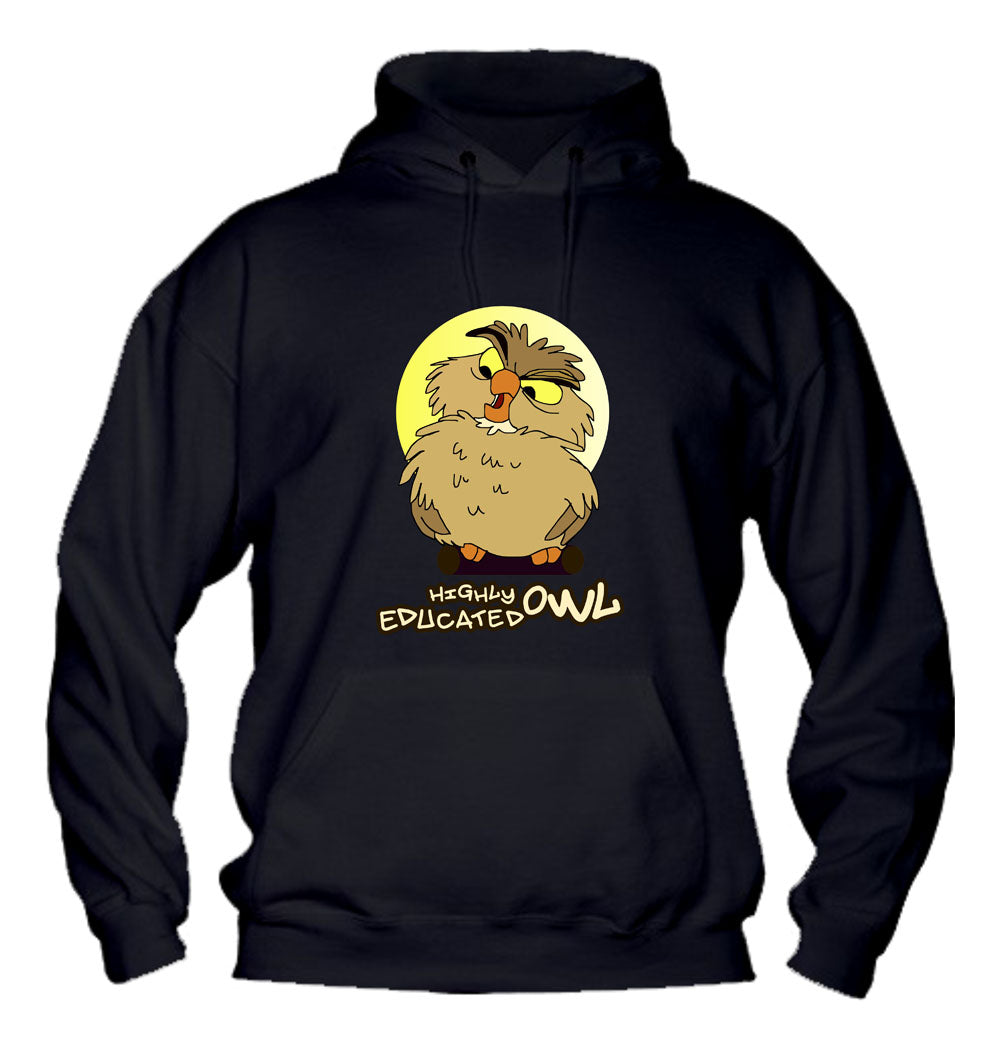 Felpa con cappuccio UOMO, DONNA & BAMBIN - HIGHLY EDUCATED OWL - Super vestibilità Top qualità