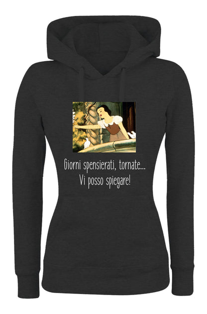 Felpa con cappuccio DONNA & BAMBIN - BIANCANEVE TI POSSO SPIEGARE - Super vestibilità Top qualità