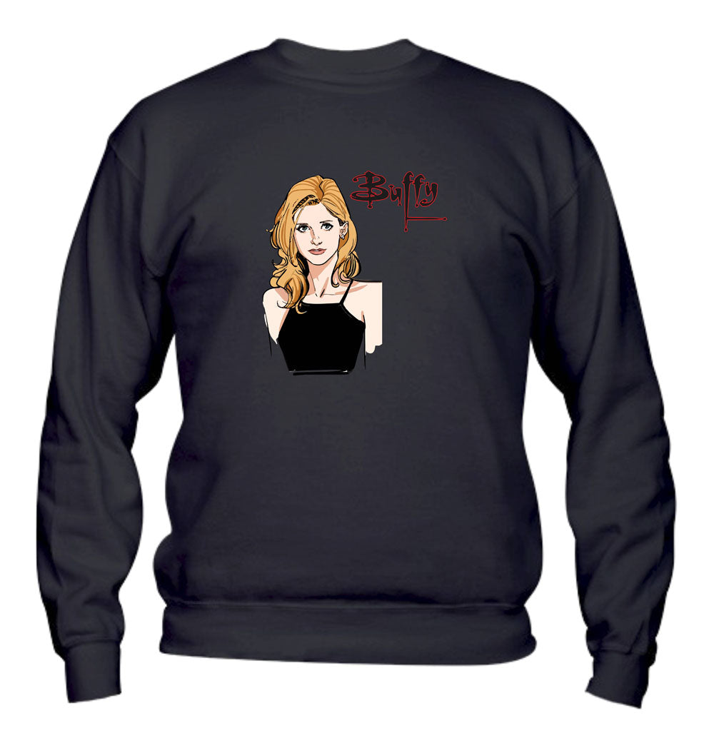 Felpa Girocollo UOMO, DONNA & BAMBIN - BUFFY L'AMMAZZA VAMPIRI - Super vestibilità Top qualità - Social Crazy