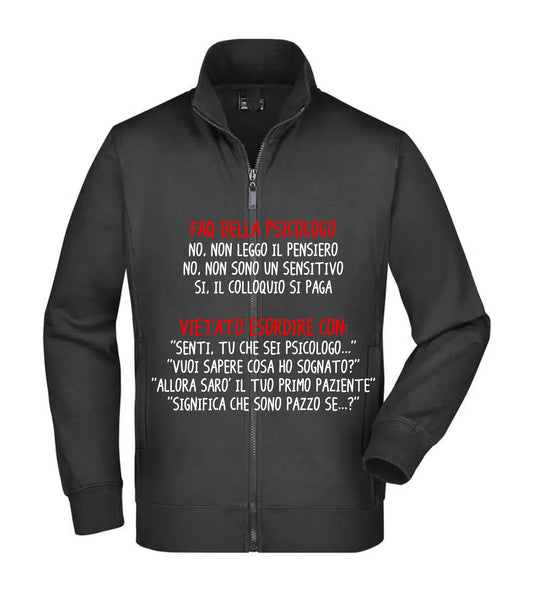Felpa Unisex Full Zip - FAQ DELLO PSICOLOGO - Super vestibilità Top qualità