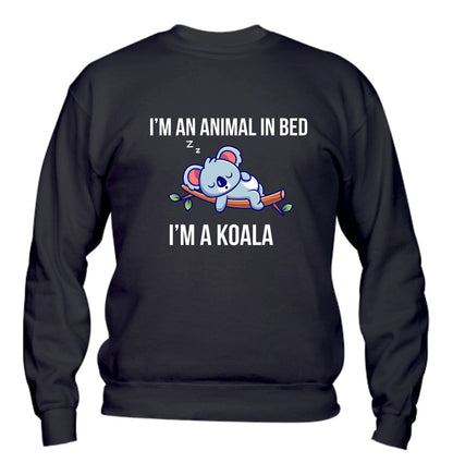 Felpa Girocollo UOMO, DONNA & BAMBIN - I'M AN ANIMAL IN BED - Super vestibilità Top qualità