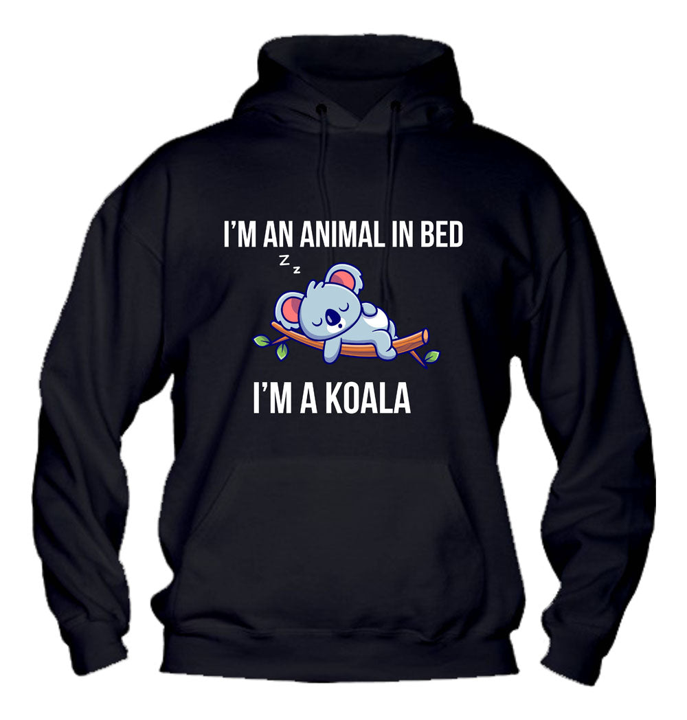 Felpa con cappuccio UOMO, DONNA & BAMBIN - I'M AN ANIMAL IN BED - Super vestibilità Top qualità