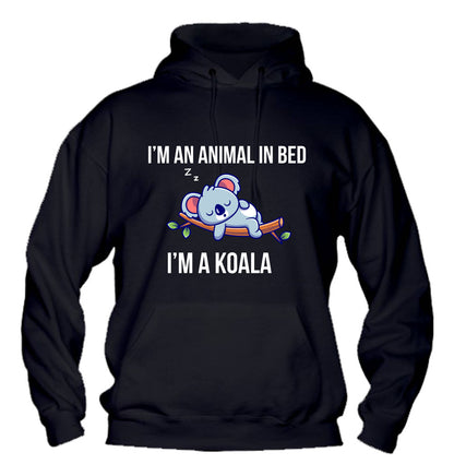 Felpa con cappuccio UOMO, DONNA & BAMBIN - I'M AN ANIMAL IN BED - Super vestibilità Top qualità