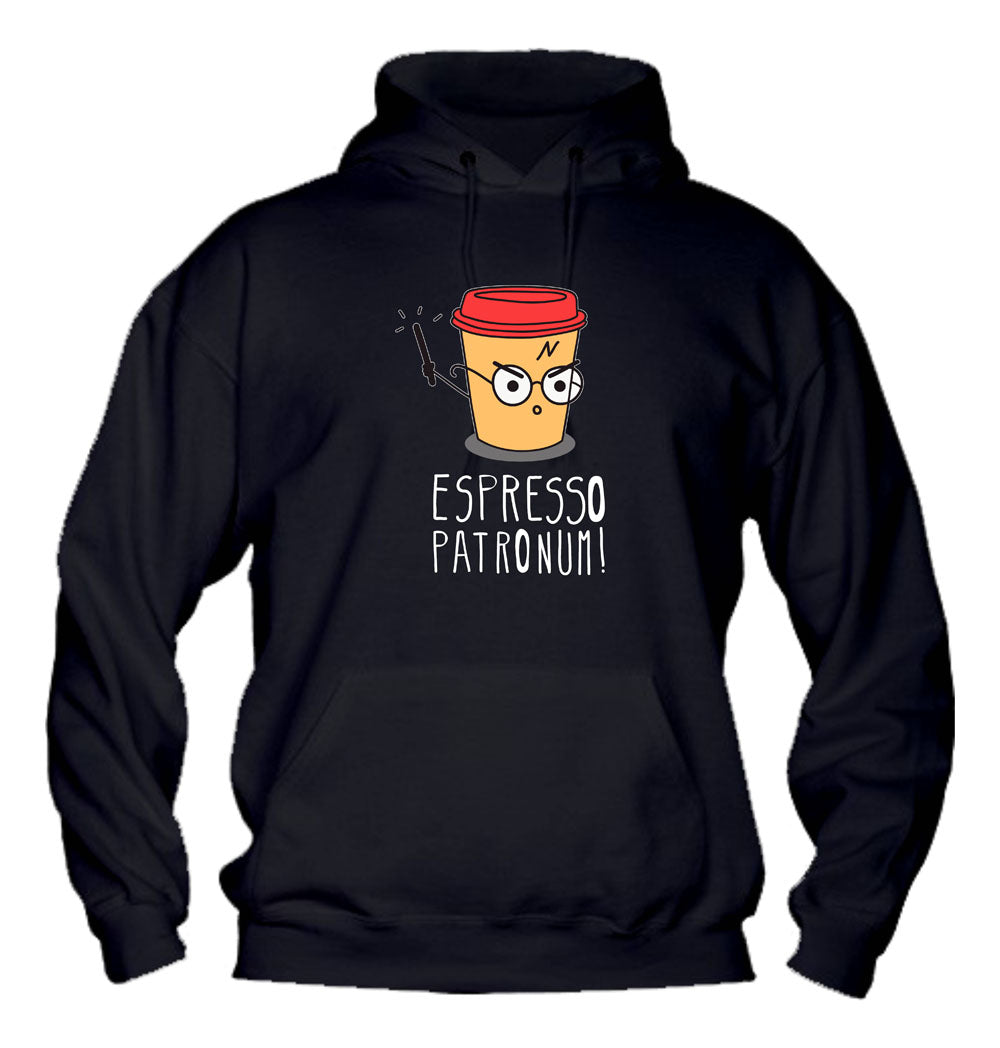 Felpa con cappuccio UOMO, DONNA & BAMBIN - ESPRESSO PATRONUM - Super vestibilità Top qualità - Social Crazy