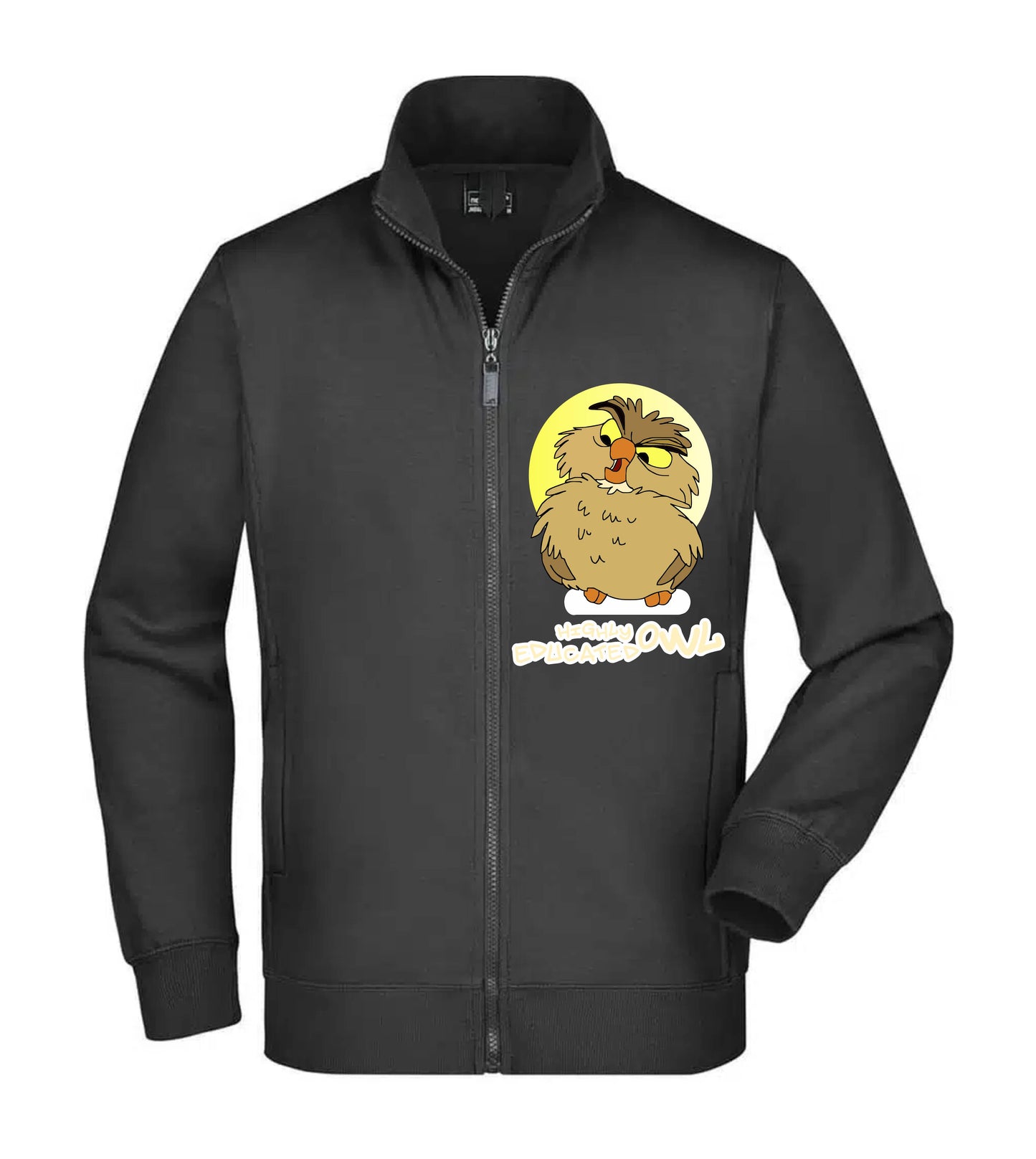 Felpa Unisex Full Zip - HIGHLY EDUCATED OWL - Super vestibilità Top qualità