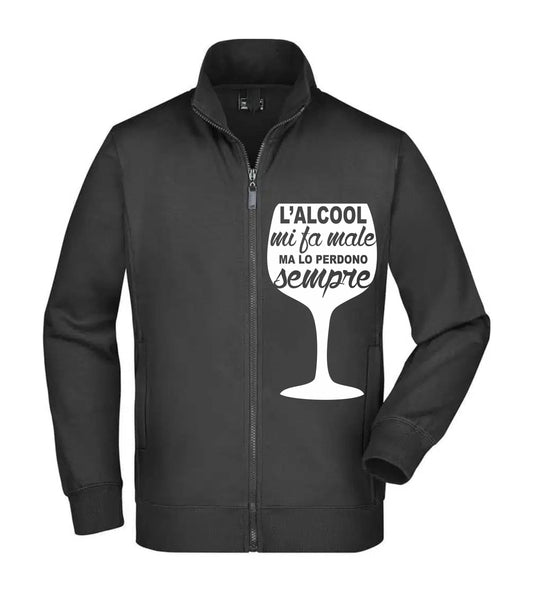 Felpa Unisex Full Zip - L'ALCOOL MI FA MALE - Super vestibilità Top qualità