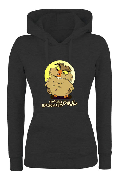 Felpa con cappuccio UOMO, DONNA & BAMBIN - HIGHLY EDUCATED OWL - Super vestibilità Top qualità