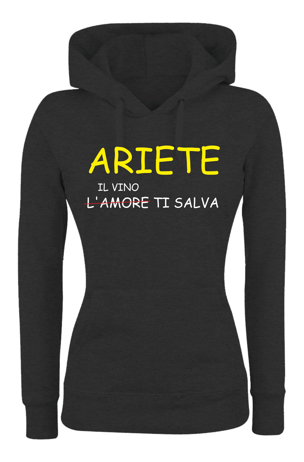 Felpa con cappuccio UOMO, DONNA & BAMBIN - ARIETE IL VINO TI SALVA - Super vestibilità Top qualità - Social Crazy