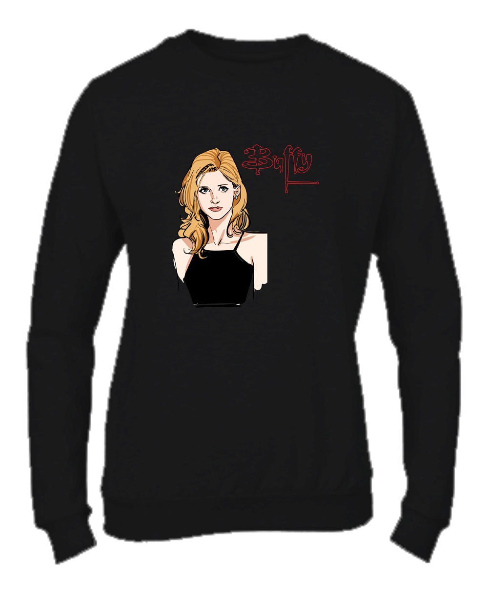 Felpa Girocollo UOMO, DONNA & BAMBIN - BUFFY L'AMMAZZA VAMPIRI - Super vestibilità Top qualità - Social Crazy