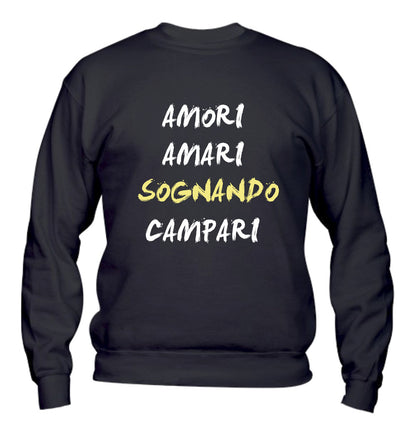 Felpa Girocollo UOMO, DONNA & BAMBIN - AMORI AMARI SOGNANDO CAMPARI - Super vestibilità Top qualità - Social Crazy