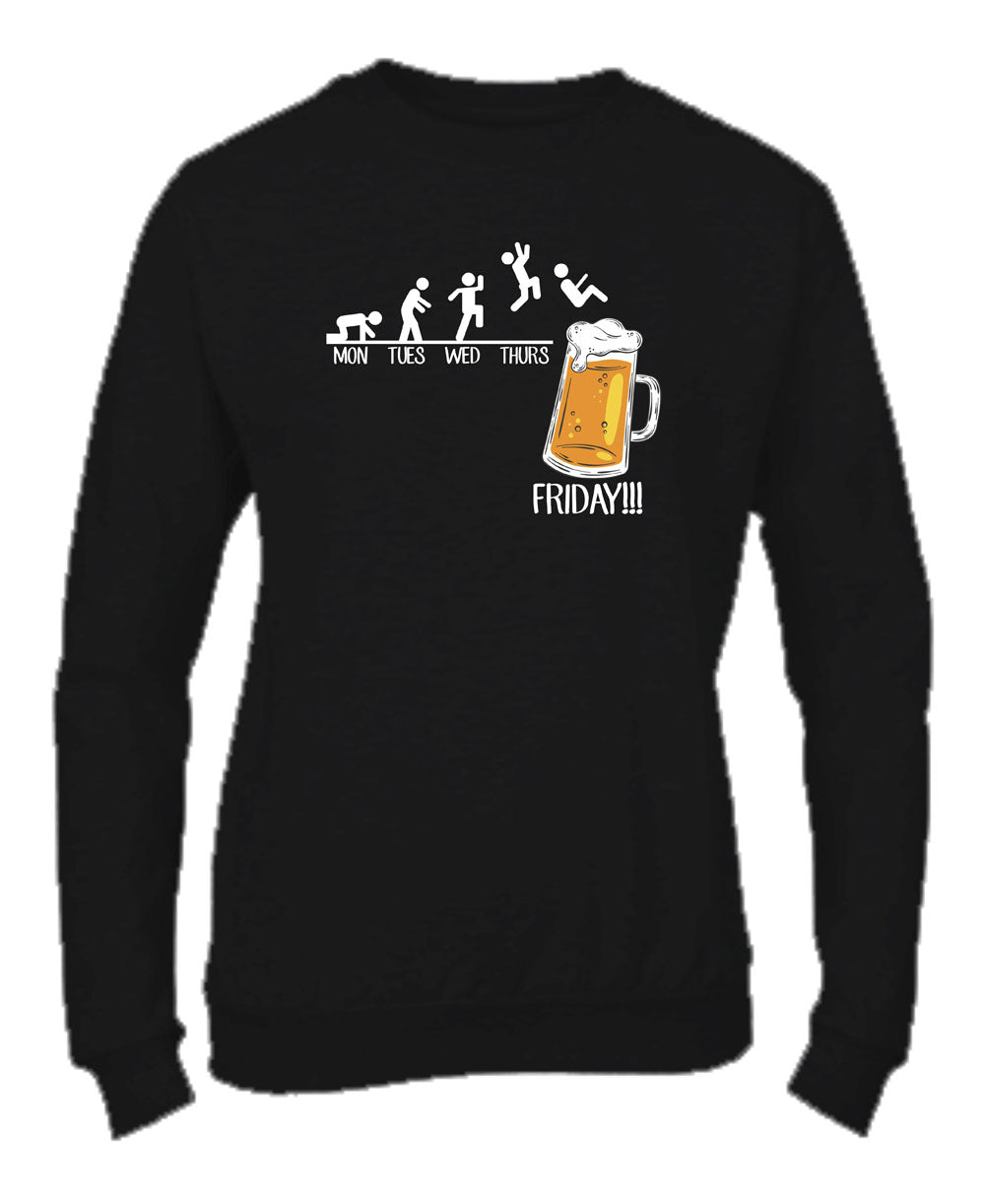 Felpa Girocollo UOMO, DONNA & BAMBIN - FRIDAY BEER - Super vestibilità Top qualità
