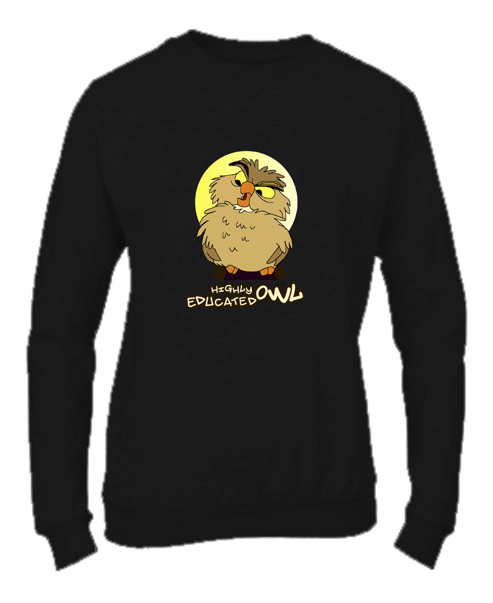 Felpa Girocollo UOMO, DONNA & BAMBIN - HIGHLY EDUCATED OWL - Super vestibilità Top qualità