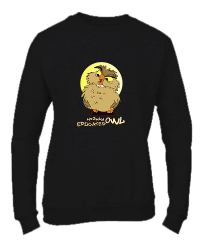 Felpa Girocollo UOMO, DONNA & BAMBIN - HIGHLY EDUCATED OWL - Super vestibilità Top qualità