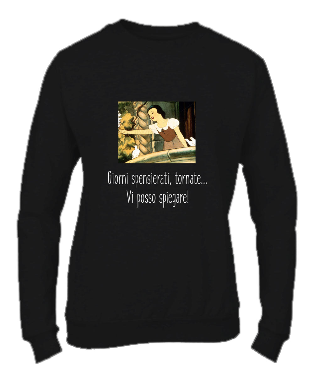 Felpa Girocollo DONNA & BAMBIN - BIANCANEVE TI POSSO SPIEGARE - Super vestibilità Top qualità