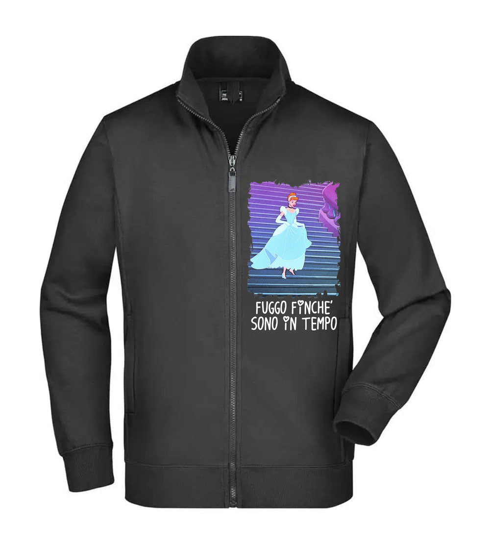 Felpa Unisex Full Zip - CENERENTOLA FUGGO FINCHÈ SONO IN TEMPO - Super vestibilità Top qualità