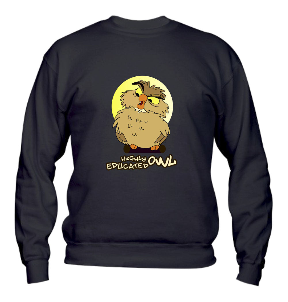 Felpa Girocollo UOMO, DONNA & BAMBIN - HIGHLY EDUCATED OWL - Super vestibilità Top qualità