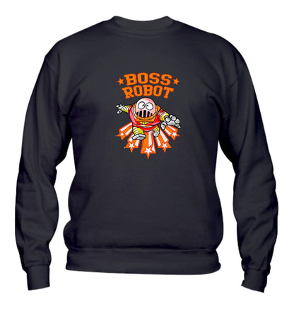 Felpa Girocollo UOMO, DONNA & BAMBIN - BOSS ROBOT - Super vestibilità Top qualità - Social Crazy