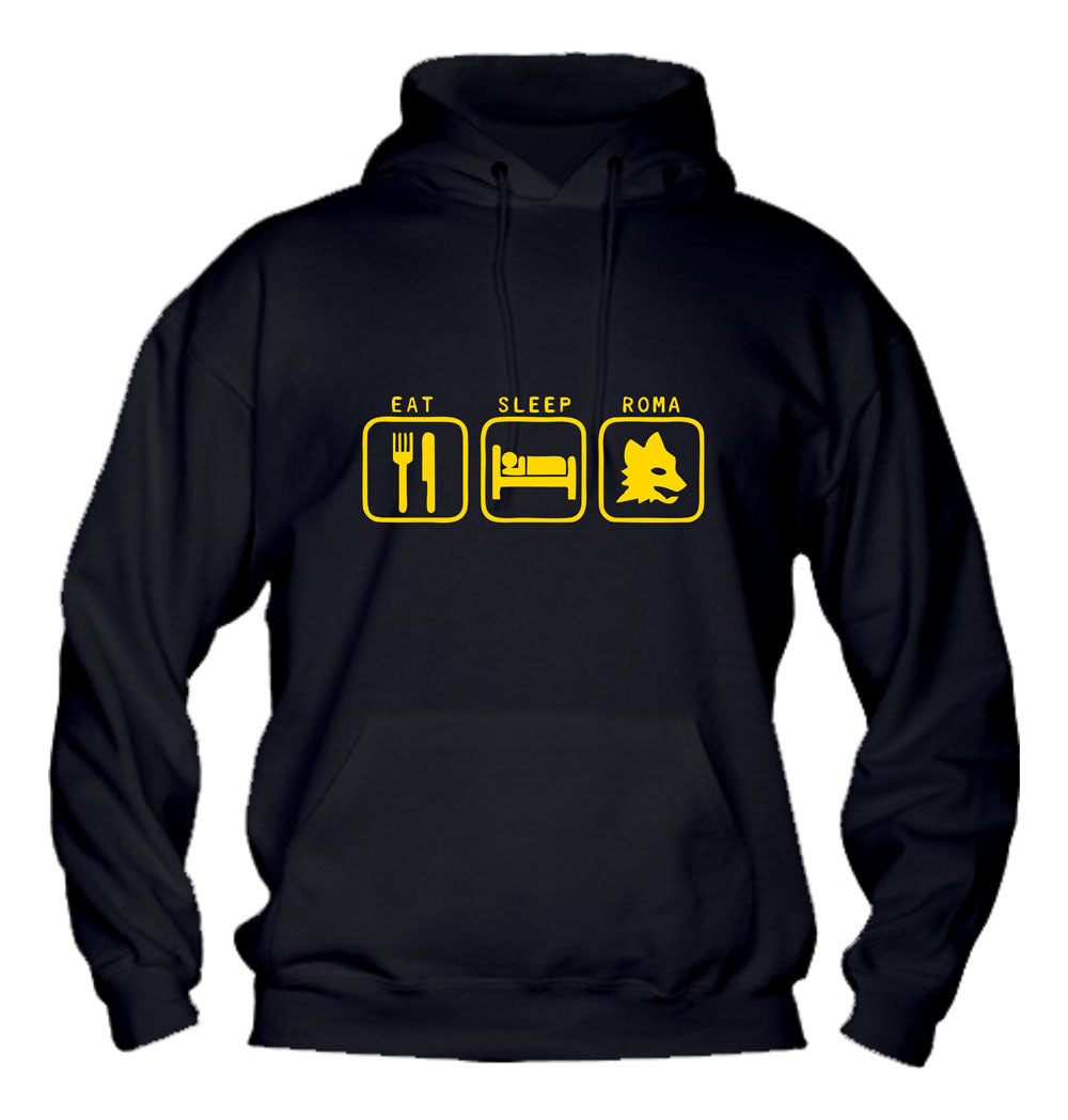 Felpa con cappuccio UOMO & BAMBIN - EAT SLEEP AS ROMA - Super vestibilità Top qualità - Social Crazy