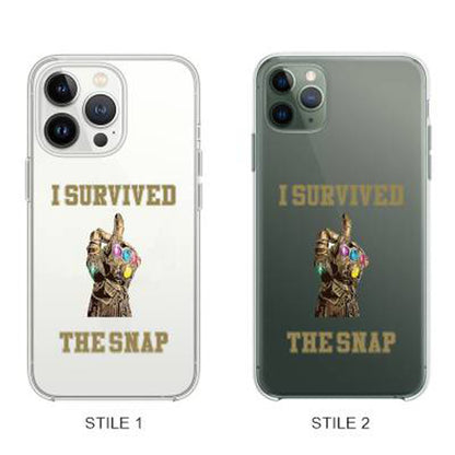 Cover Compatibile Con Tutti i Modelli iPhone - I SURVIVED THE SNAP - Trasparente UltraSottili AntiGraffio Antiurto Case Custodia Marca