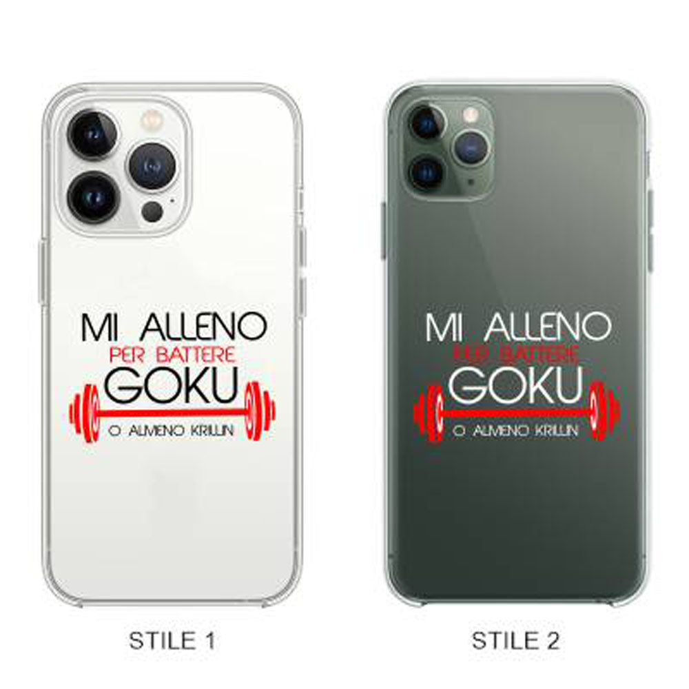 Cover Compatibile Con Tutti i Modelli iPhone - MI ALLENO PER BATTERE GOKU - Trasparente UltraSottili AntiGraffio Antiurto Case Custodia Marca
