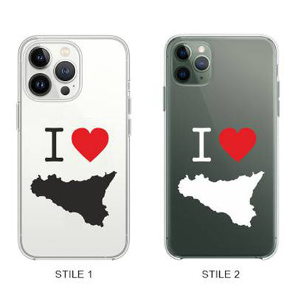 Cover Compatibile Con Tutti i Modelli iPhone - I LOVE SICILIA - Trasparente UltraSottili AntiGraffio Antiurto Case Custodia Marca - Social Crazy