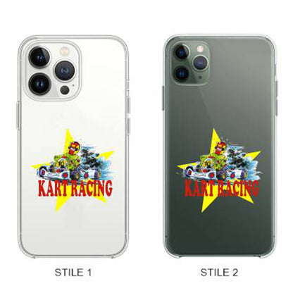 Cover Compatibile Con Tutti i Modelli iPhone - KARTING RACING - Trasparente UltraSottili AntiGraffio Antiurto Case Custodia Marca