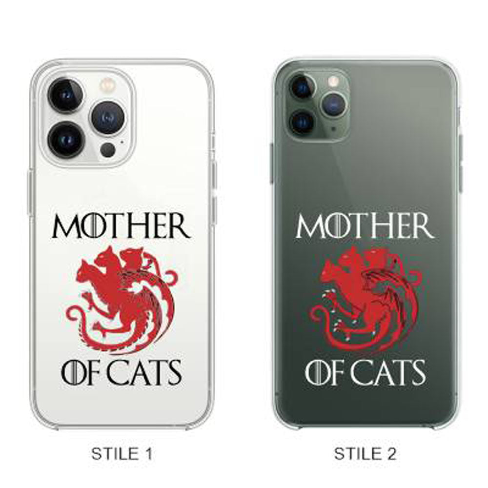 Cover Compatibile Con Tutti i Modelli iPhone - MOTHER OF CATS - Trasparente UltraSottili AntiGraffio Antiurto Case Custodia Marca