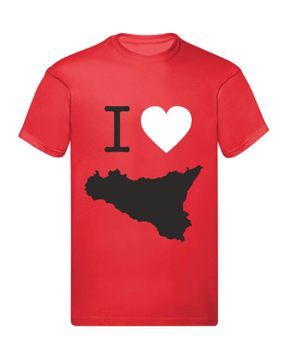 T-Shirt Uomo, Donna & Bambino - I LOVE SICILIA - Maglietta Maglia Tshirt Super vestibilità Top qualità