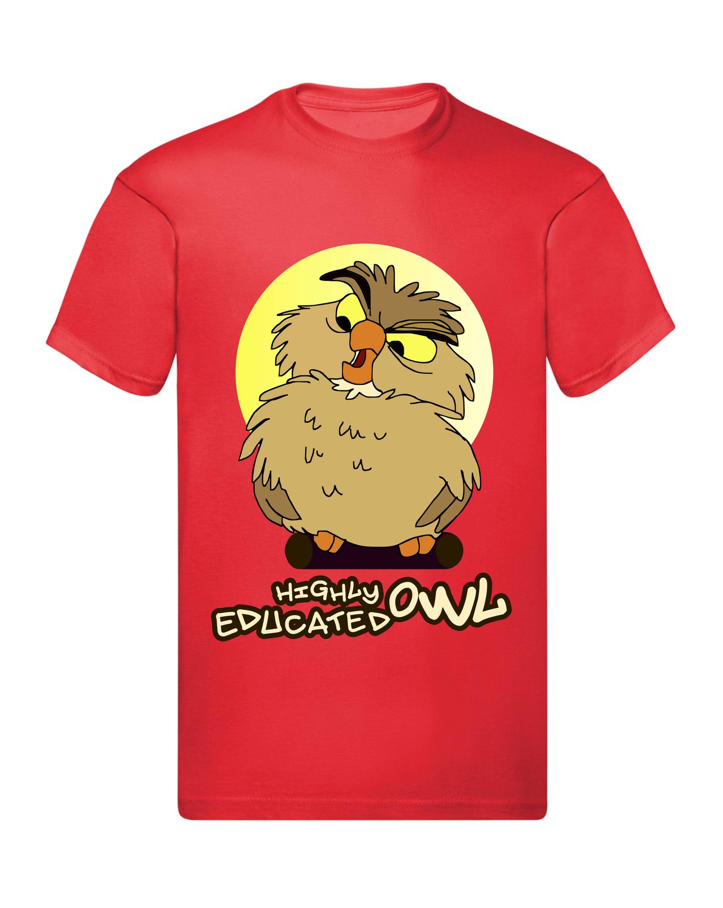 T-Shirt Uomo, Donna & Bambino - HIGHLY EDUCATED OWL  - Maglietta Maglia Tshirt Super vestibilità Top qualità