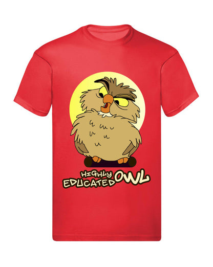 T-Shirt Uomo, Donna & Bambino - HIGHLY EDUCATED OWL  - Maglietta Maglia Tshirt Super vestibilità Top qualità