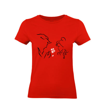 T-Shirt  Donna & Bambino - LA BELLA E LA BESTIA - Maglietta Maglia Tshirt Super vestibilità Top qualità