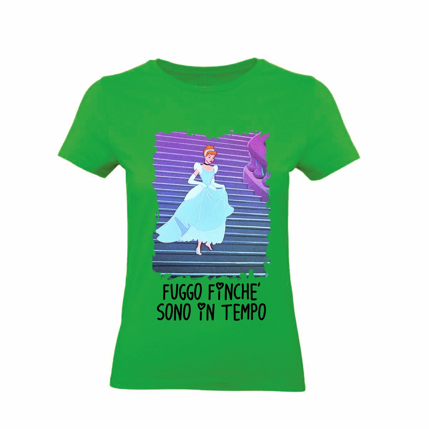 T-Shirt Donna & Bambino - CENERENTOLA FUGGO FINCHÈ SONO IN TEMPO - Maglietta Maglia Tshirt Super vestibilità Top qualità