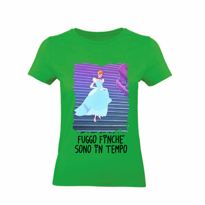 T-Shirt Donna & Bambino - CENERENTOLA FUGGO FINCHÈ SONO IN TEMPO - Maglietta Maglia Tshirt Super vestibilità Top qualità