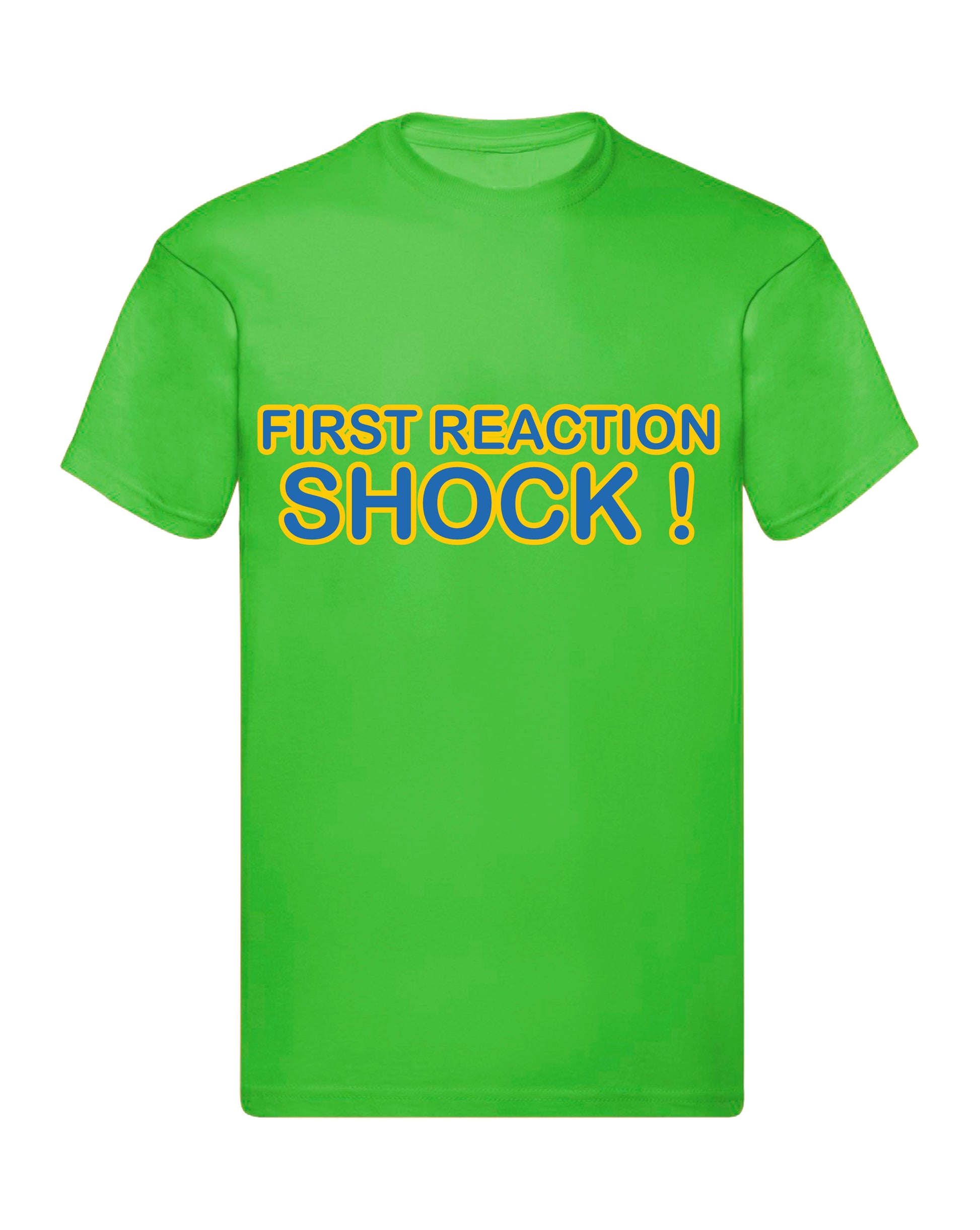 T-Shirt Uomo, Donna & Bambino - FIRST REACTION SHOCK - Maglietta Maglia Tshirt Super vestibilità Top qualità - Social Crazy