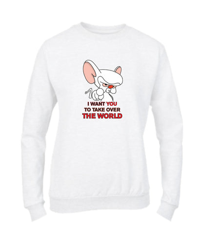 Felpa Girocollo UOMO, DONNA & BAMBIN - I WANT YOU TO TAKE OVER THE WORLD - Super vestibilità Top qualità