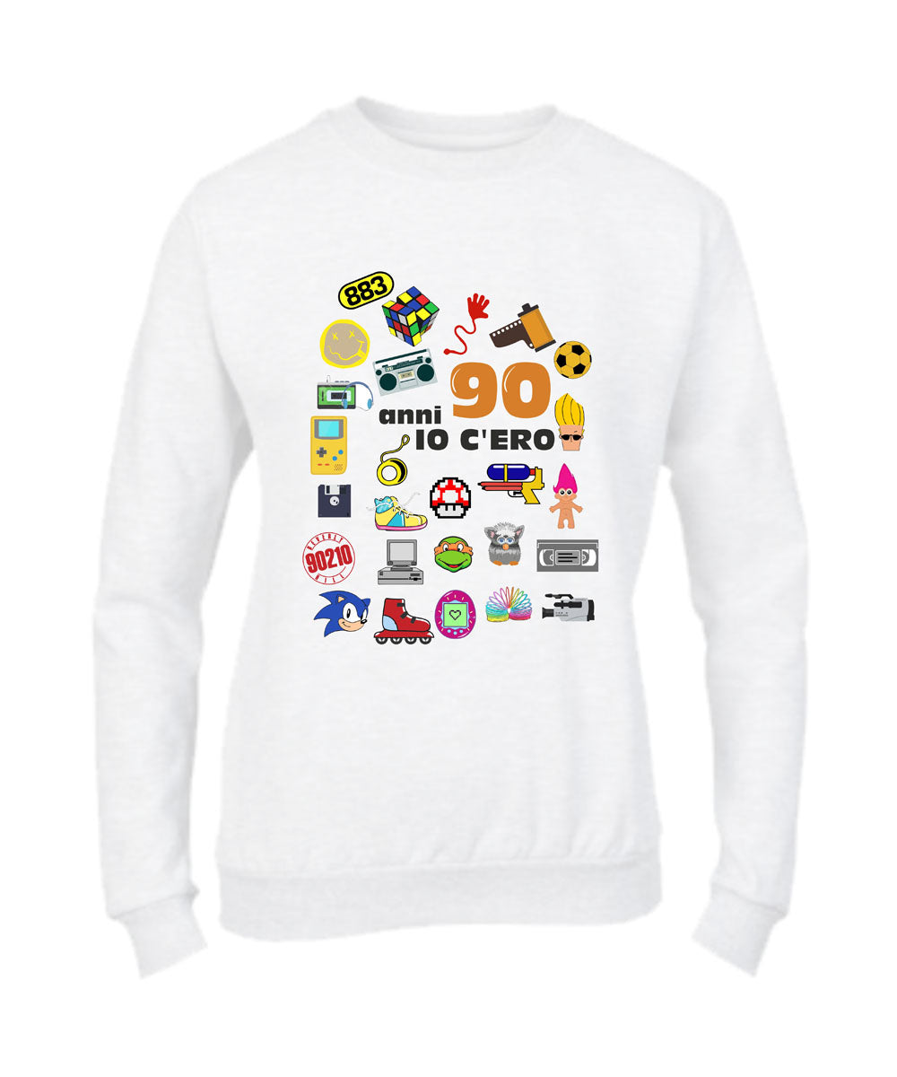 Felpa Girocollo UOMO, DONNA & BAMBIN - ANNI 90 - Super vestibilità Top qualità - Social Crazy